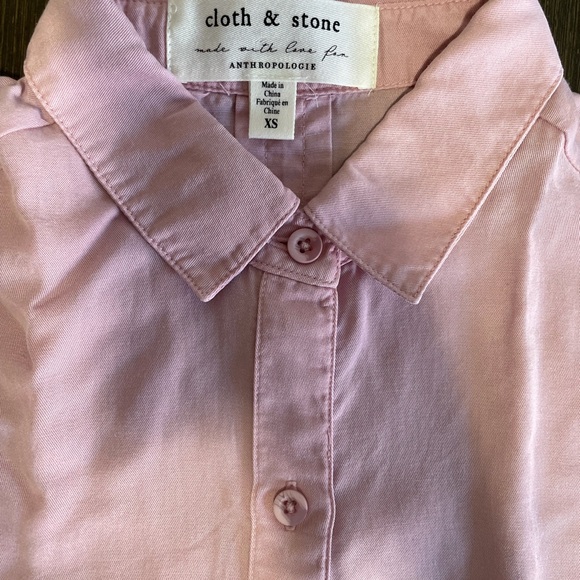Anthropologie Cloth and Stone Pink Button Down with Frayed Shoulders - Picture 4 of 6